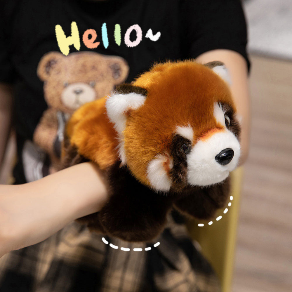 Plyšová panda přívěsek – s karabinou a kroužkem 13cm | rudá