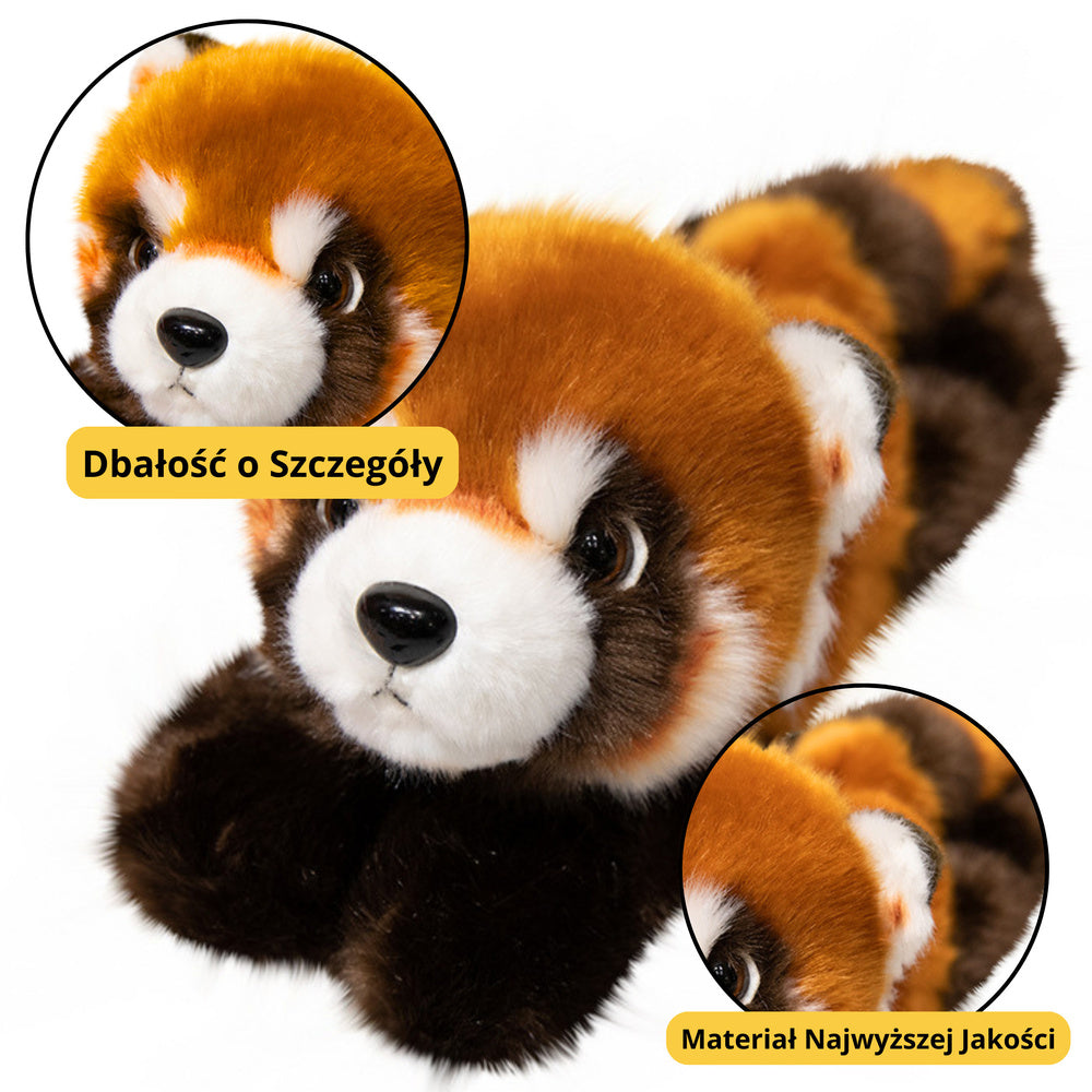 Plyšová panda přívěsek – s karabinou a kroužkem 13cm | rudá