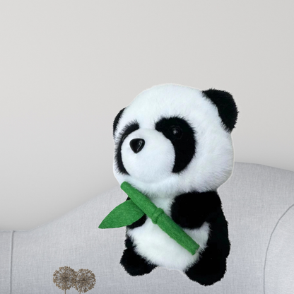Plyšová panda s bambusem 18cm – přítulanka maskot bílo černá