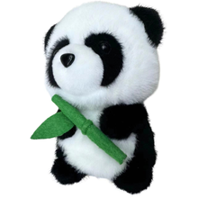 Plyšová panda s bambusem 18cm – přítulanka maskot bílo černá