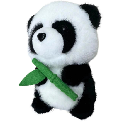 Plyšová panda s bambusem 18cm – přítulanka maskot bílo černá