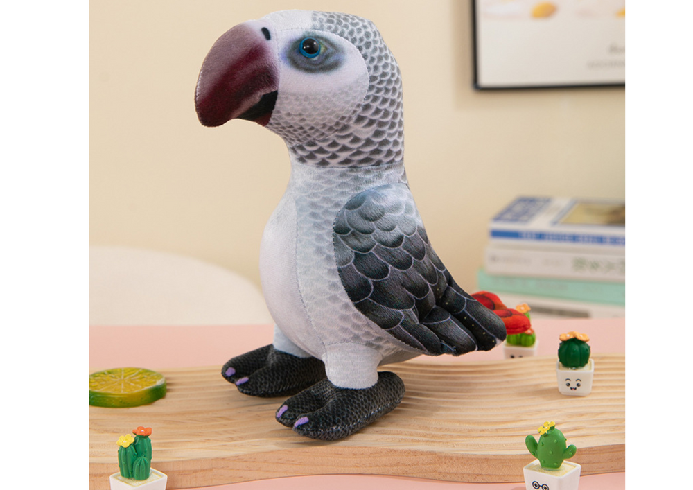 Plyšová papoušek maskot šedý 20 cm