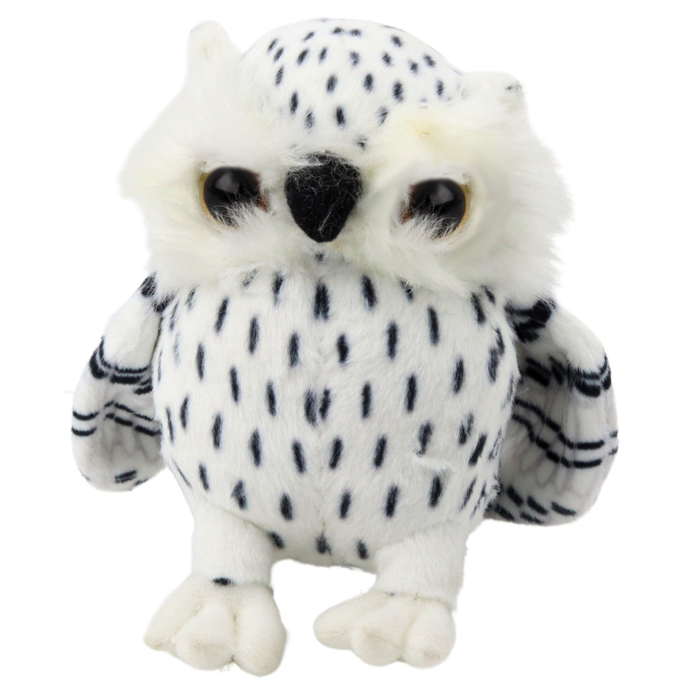Plyšová sova maskot přítulanka – bílá s černými skvrnami 15cm