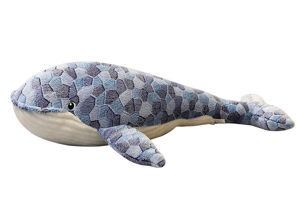 Plyšová velryba 90 cm šedá měkká maskot pro děti