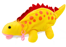 Plyšový dinosaurus penál s karabinou a zipem žlutý