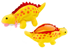Plyšový dinosaurus penál s karabinou a zipem žlutý