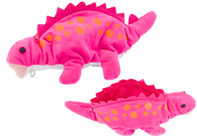 Plyšový dinosaurus penál se zipem a karabinou růžový