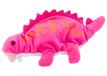 Plyšový dinosaurus penál se zipem a karabinou růžový