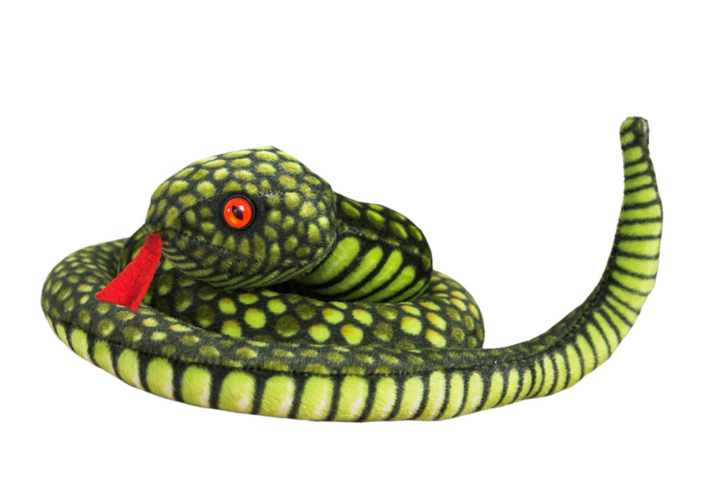Plyšový had 100 cm zelený měkká maskot pro děti od 3 let