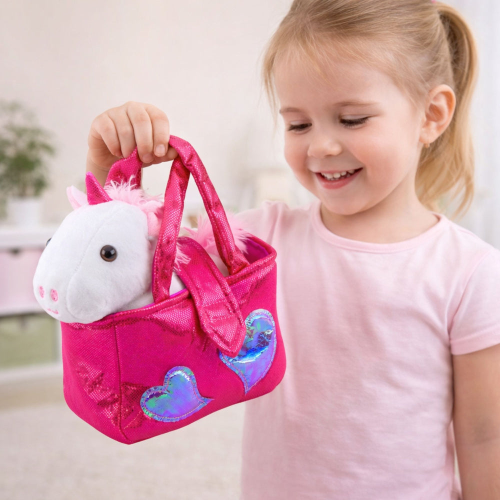 Plyšový jednorožec v taštičce bílý 25 cm