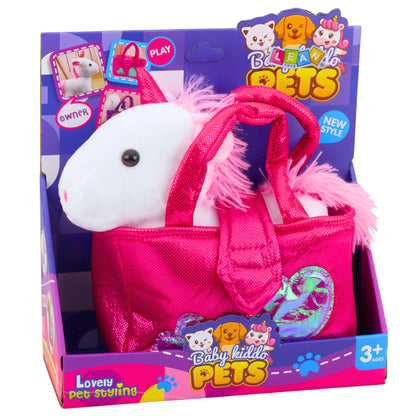 Plyšový jednorožec v taštičce bílý 25 cm