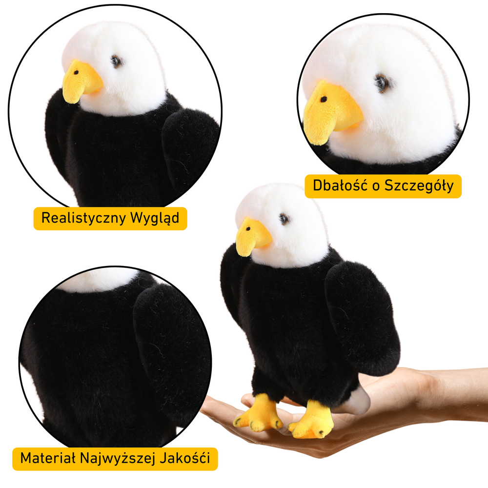 Plyšový orel maskot přítulanka 25 cm černobílý