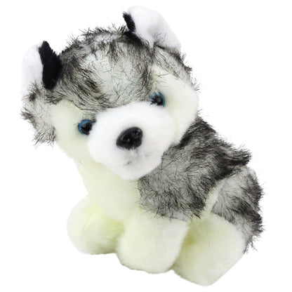 Plyšový pejsek Husky v kabelce přítulanka bílo šedý