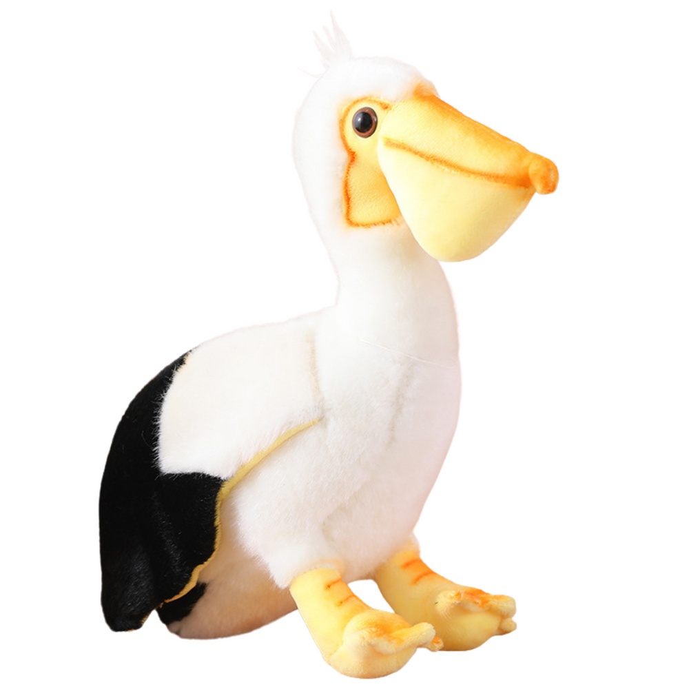 Plyšový pelikán maskot přítulanka 24 cm bílý s černými prvky