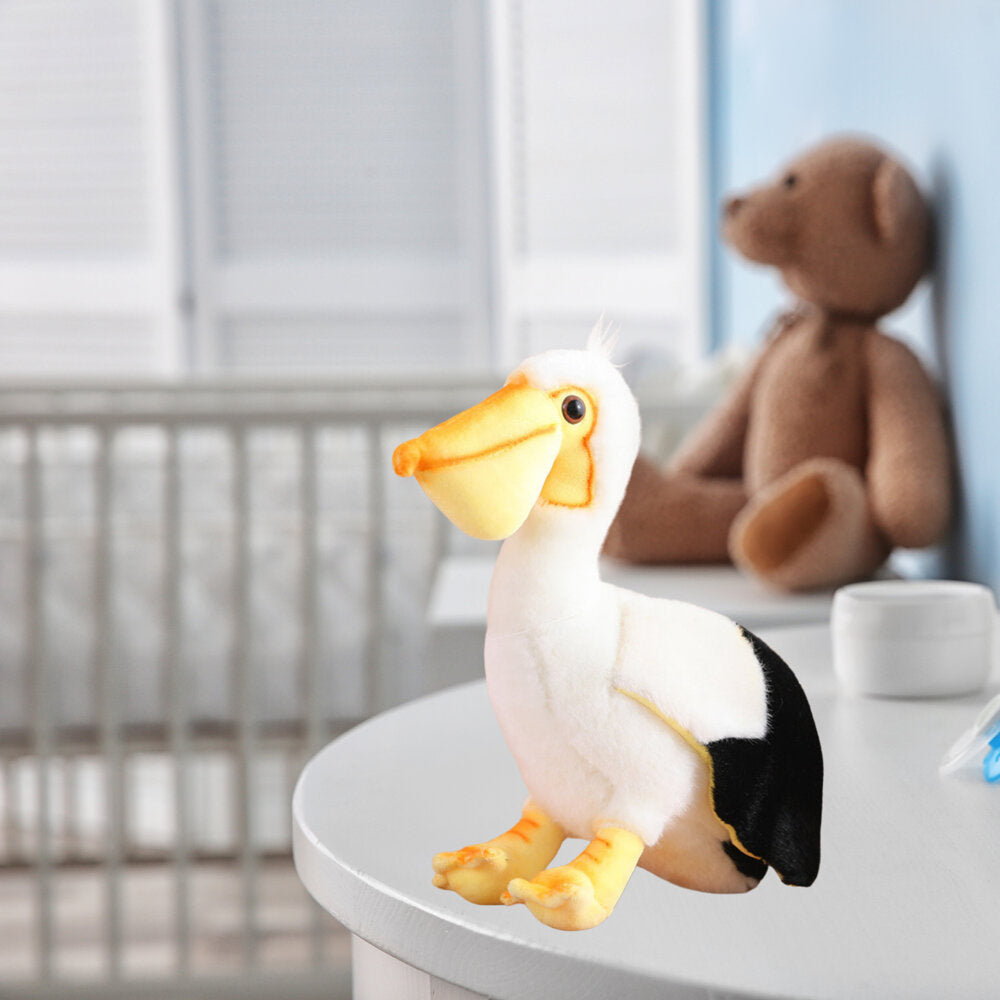 Plyšový pelikán maskot přítulanka 24 cm bílý s černými prvky