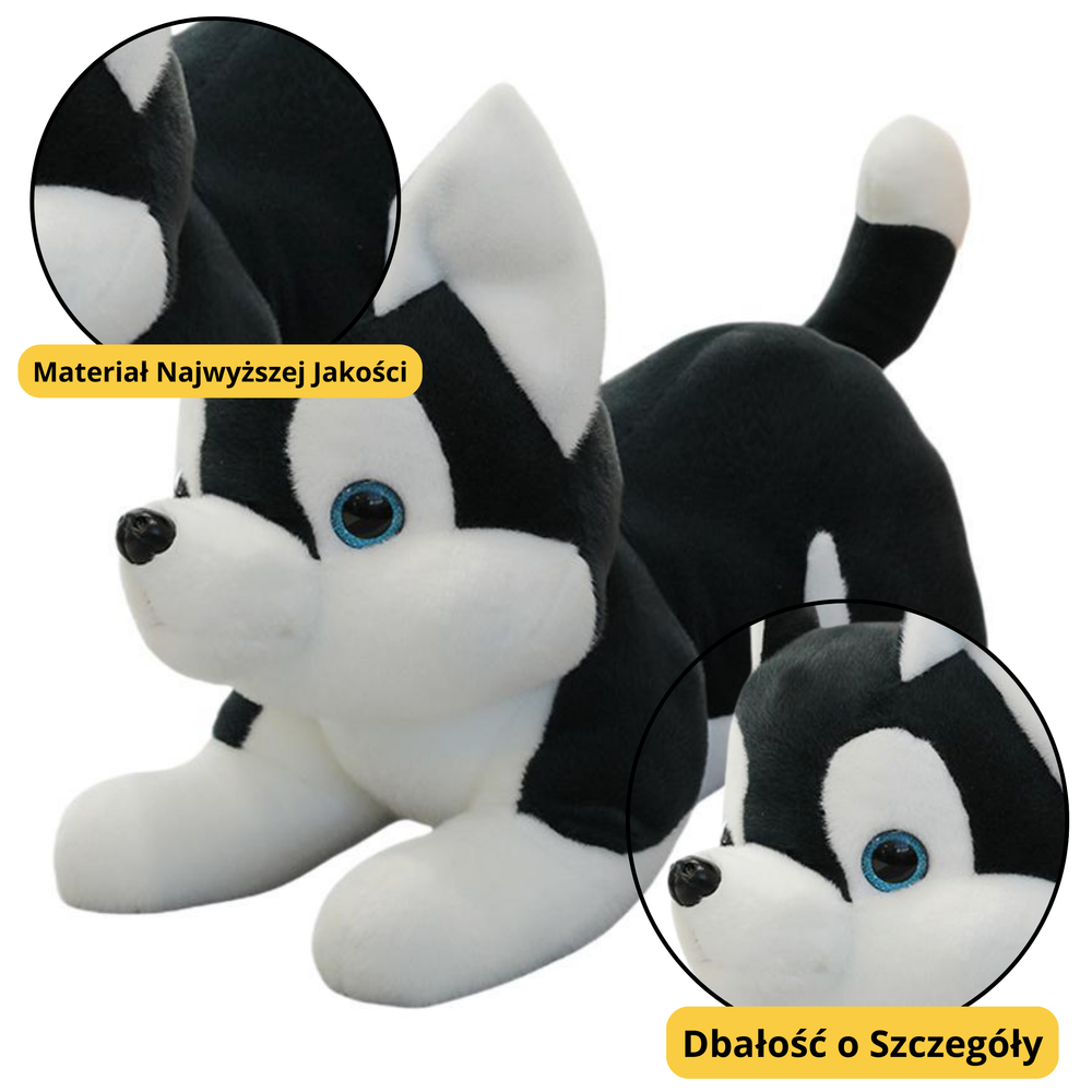 Plyšový pes husky přítulka – černobílý 30cm | plyšák