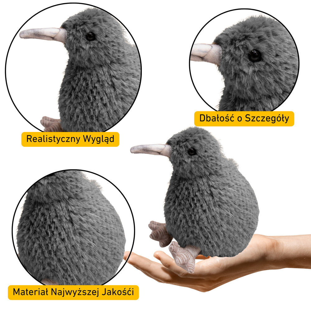 Plyšový ptak kiwi maskot přítulanka 21 cm šedý