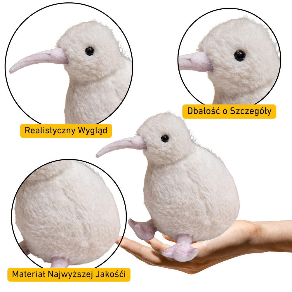 Plyšový ptak kiwi přítulka maskot 21 cm bílý