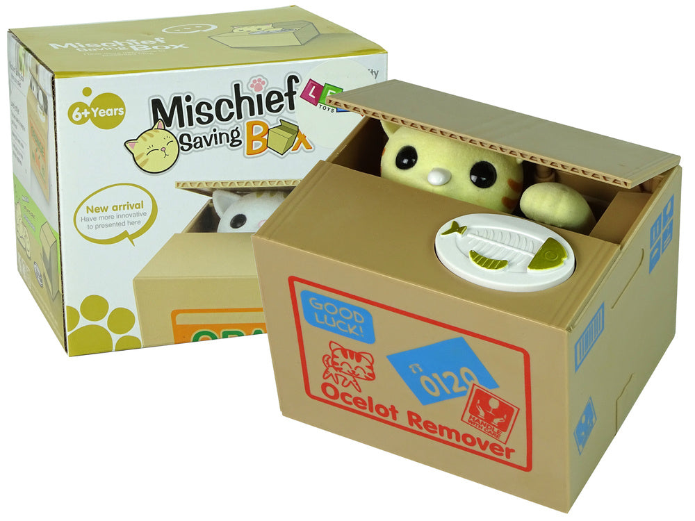 Pokladnička kočka s automatickým vtahováním mincí – FRAGILE