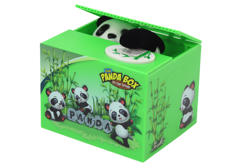 Pokladnička panda s interaktivním medvídkem – zelená
