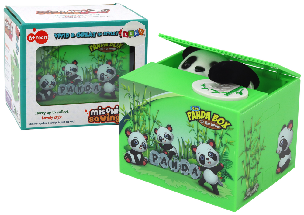 Pokladnička panda s interaktivním medvídkem – zelená