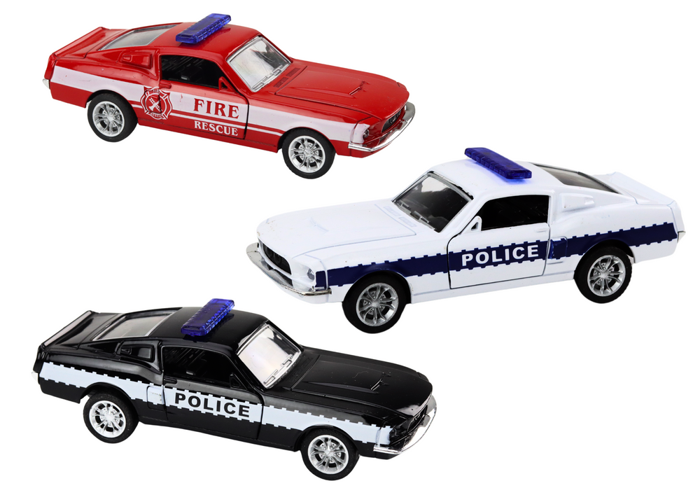 Policejní a hasičské auto s třecím pohonem 1:32 se světly