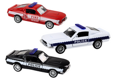 Policejní a hasičské auto s třecím pohonem 1:32 se světly