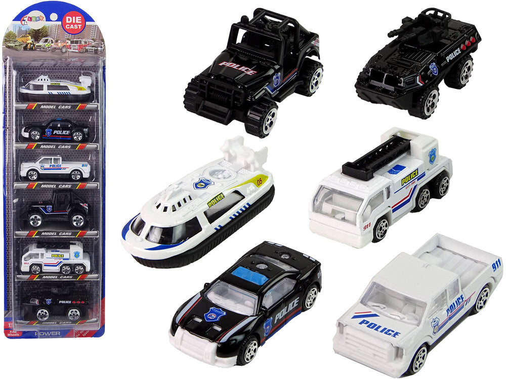 Policejní autíčka sada 6 vozidel – 1:64 plastová