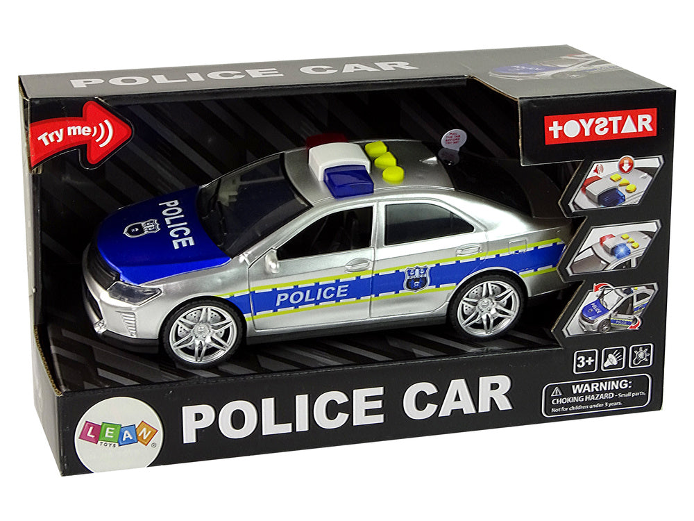 Policejní auto 1:14 – s frikčním pohonem a světly | stříbrné