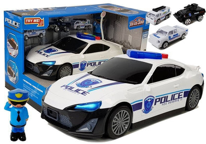 Policejní auto garáž 2v1 s autíčky figurkou světla zvuky