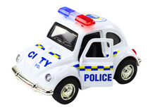 Policejní auto klasické 1:38 s pohonem světly a zvuky bílé