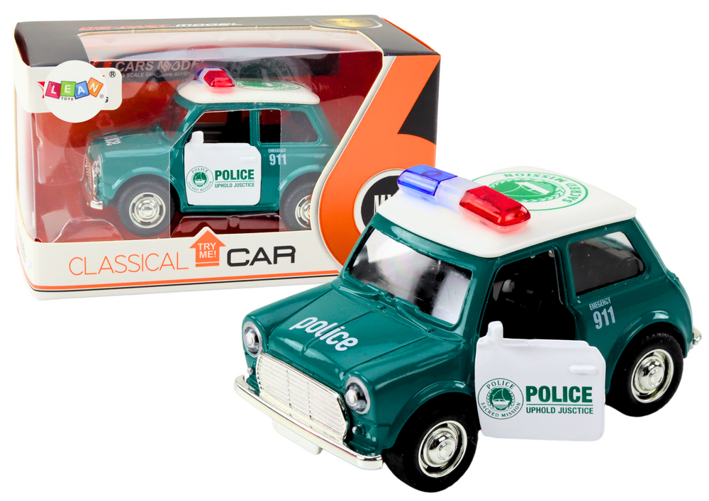 Policejní auto klasické 1:38 s pohonem světly a zvuky zelené