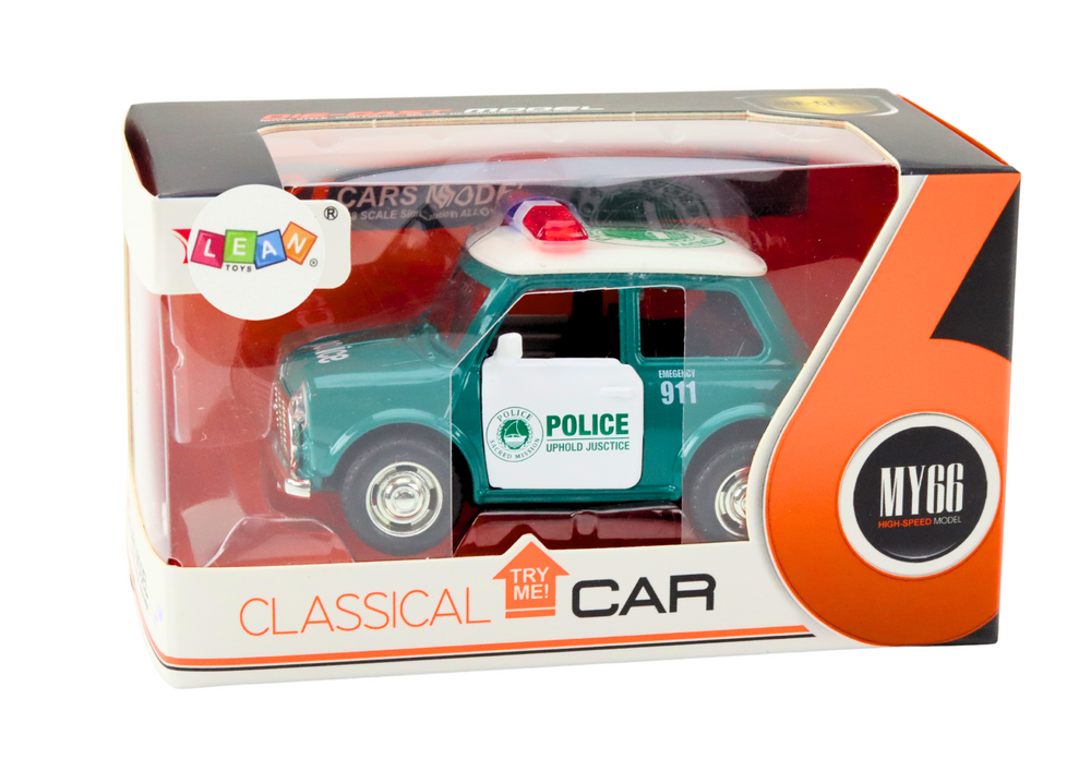 Policejní auto klasické 1:38 s pohonem světly a zvuky zelené
