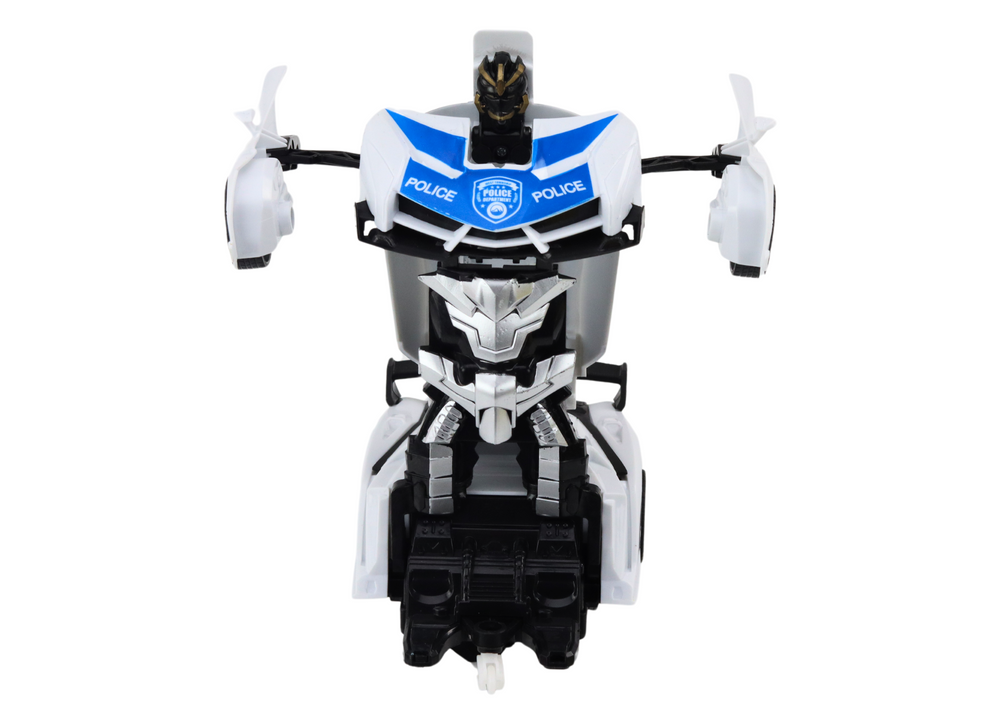 Policejní auto na dálkové ovládání 2v1 robot se zvuky a světly