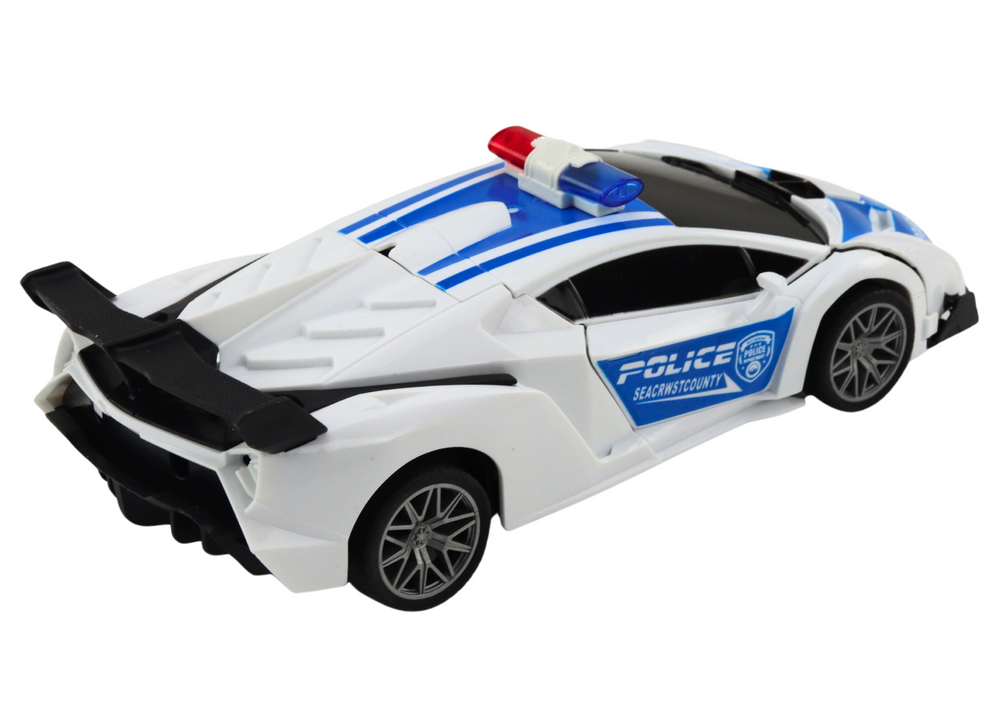 Policejní auto na dálkové ovládání 2v1 robot se zvuky a světly