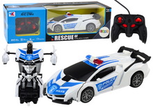 Policejní auto na dálkové ovládání 2v1 robot se zvuky a světly