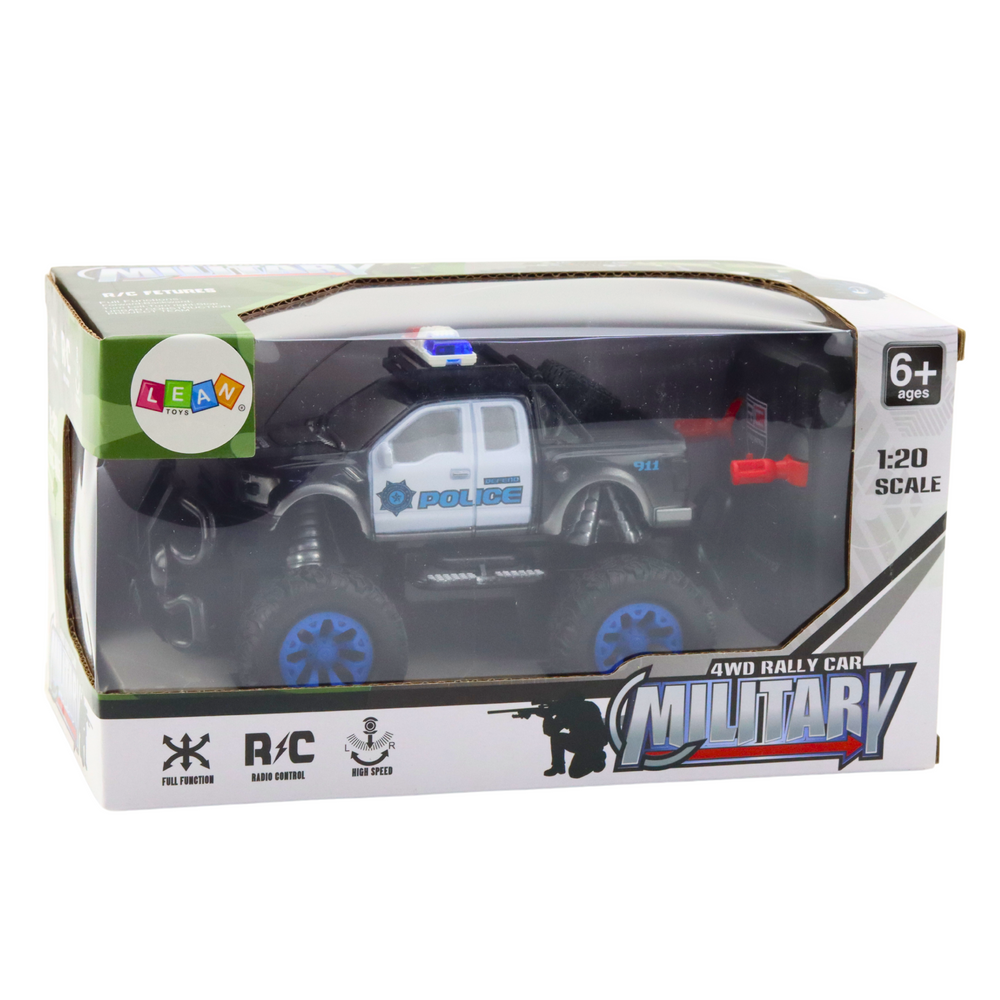 Policejní auto na dálkové ovládání RC terénní 1:20 s pilotem