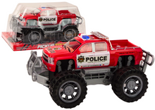 Policejní auto pickup s pohonem a majáky – červené