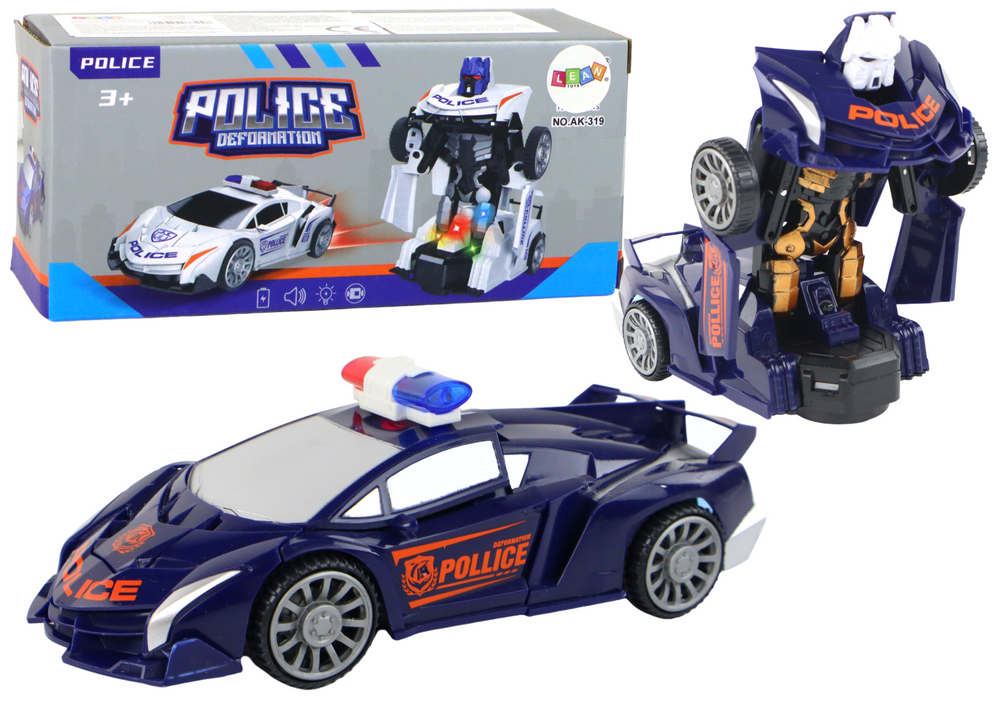 Policejní auto robot 2v1 – se světly a zvuky | modré