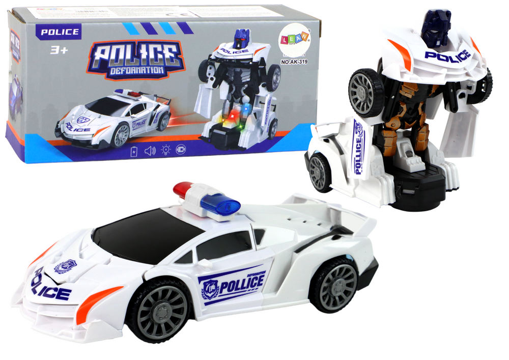 Policejní auto robot 2v1 – transformace se světly | bílé