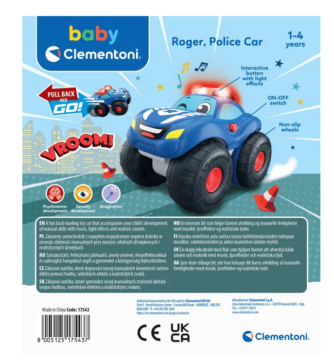Policejní auto Roger se zvukovými a světelnými efekty – Clementoni