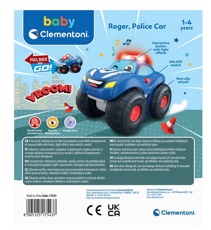 Policejní auto Roger se zvukovými a světelnými efekty – Clementoni