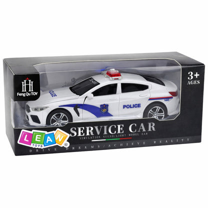 Policejní auto s motorkem, světly a zvuky – bílé