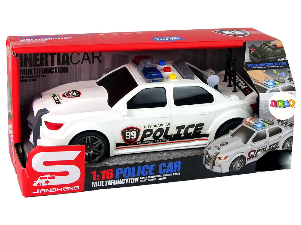 Policejní auto sportovní 1:16 se zvuky sirény bílé