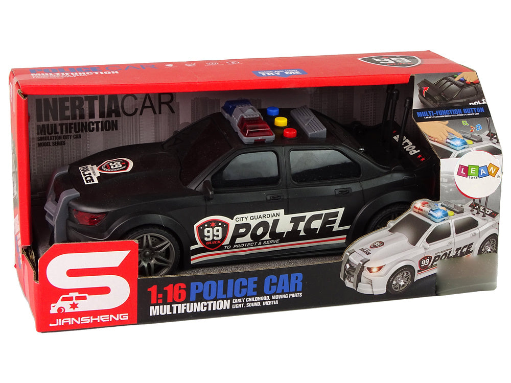 Policejní auto sportovní 1:16 se zvuky sirény černé