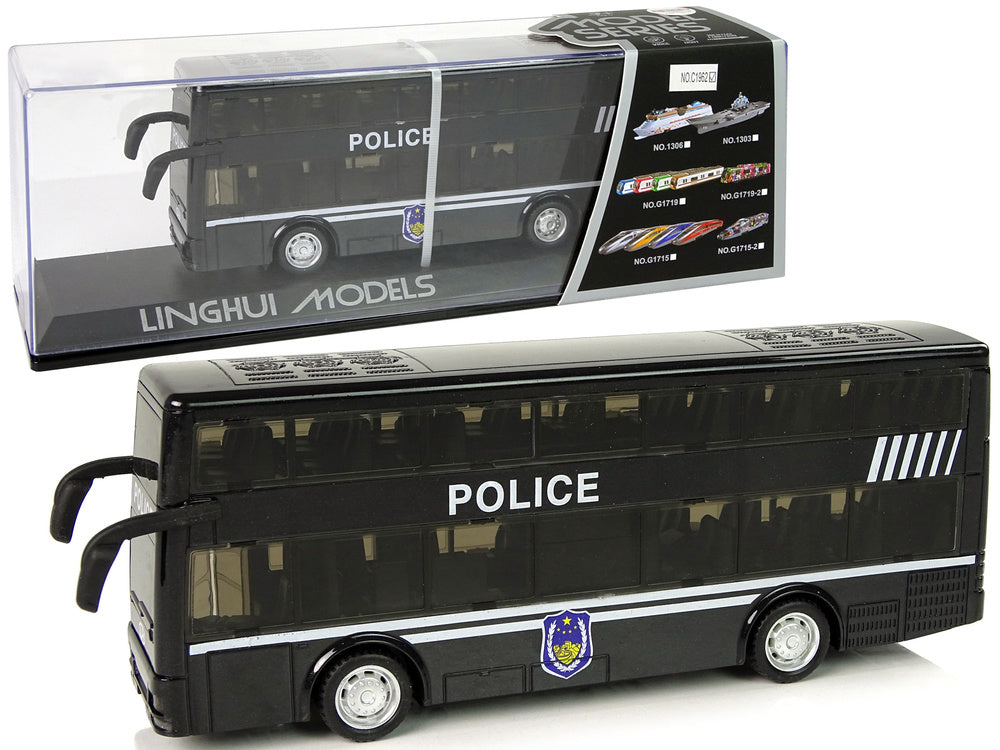 Policejní autobus dvoupatrový s frikcí světlo zvuk černý