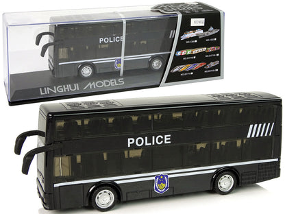 Policejní autobus dvoupatrový s frikcí světlo zvuk černý