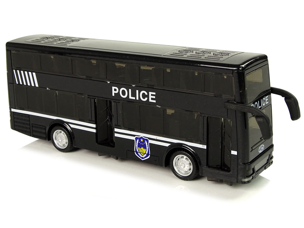 Policejní autobus dvoupatrový s frikcí světlo zvuk černý