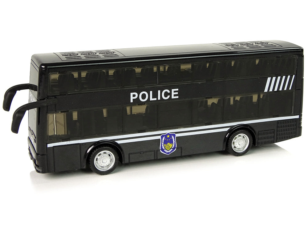 Policejní autobus dvoupatrový s frikcí světlo zvuk černý