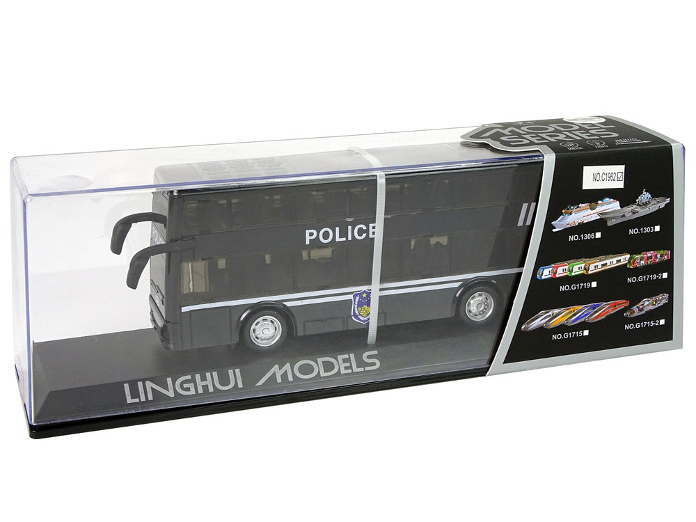 Policejní autobus dvoupatrový s frikcí světlo zvuk černý